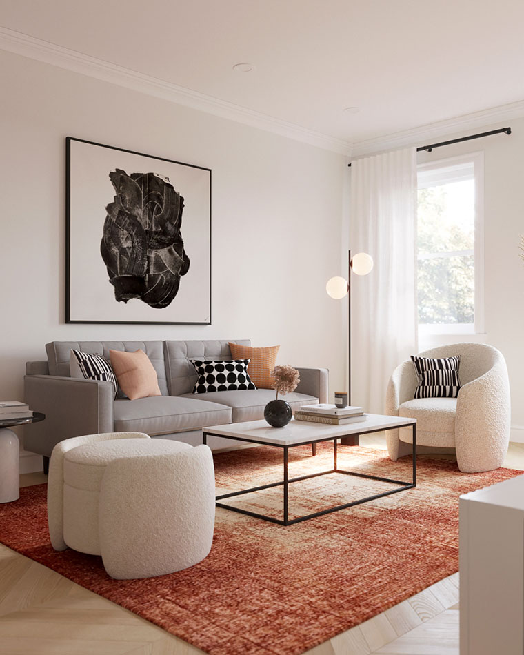 mid-century modern living room design 