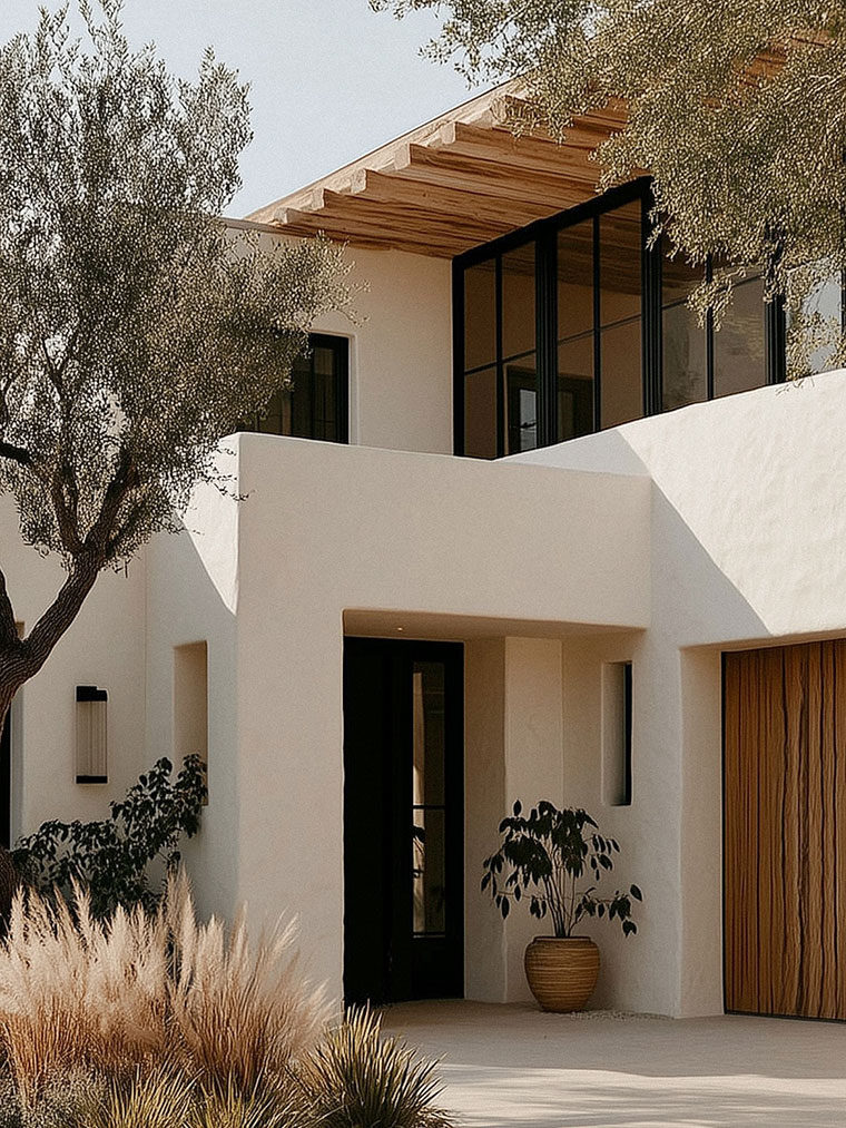 Modern Mediterranean Home Exterior with Timeless Warmth