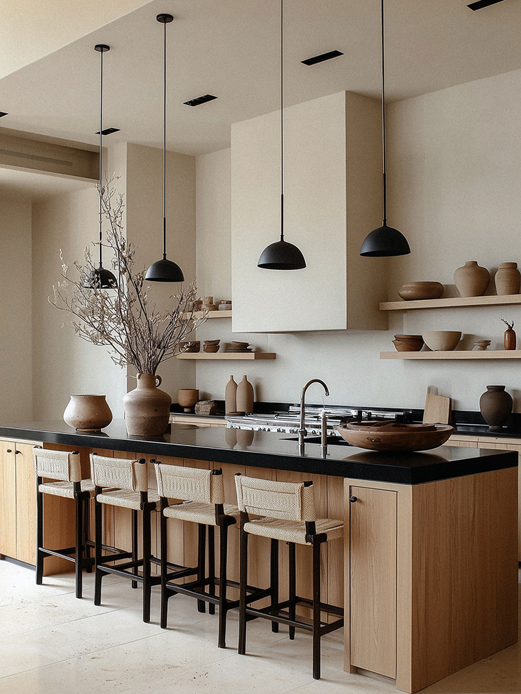 Mediterranean Modern Kitchen with Neutral Textures
