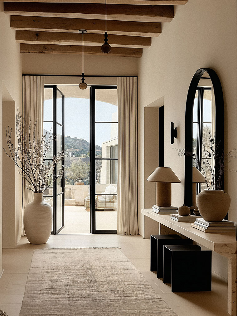 Modern Mediterranean Entryway with Neutral Warmth