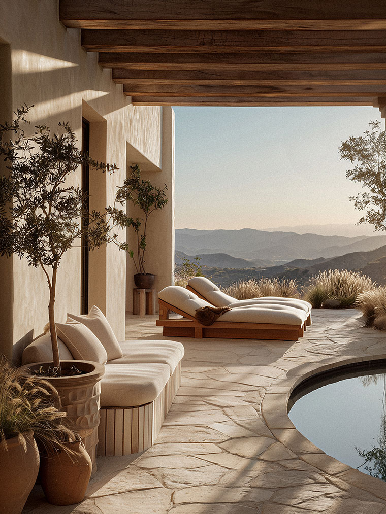 Mediterranean Outdoor Terrace with Modern Minimalist Design