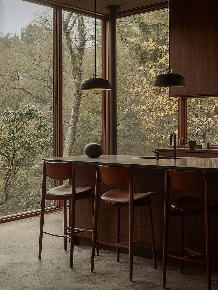 Minimalist Kitchen Overlooking Nature