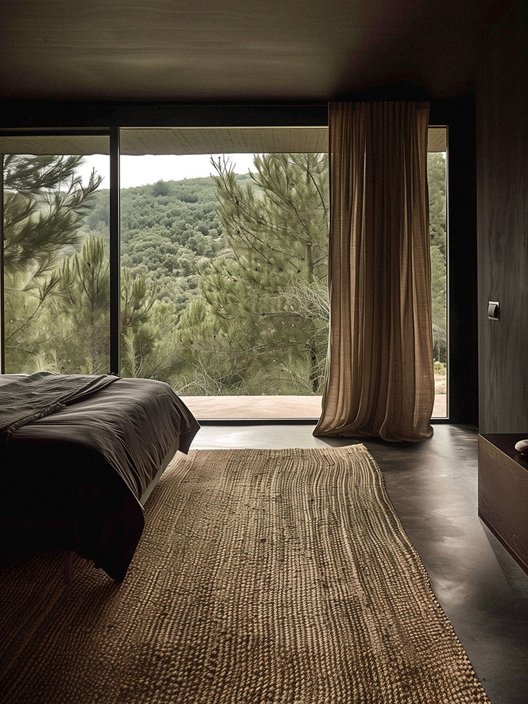 Serene Bedroom with Forest Views