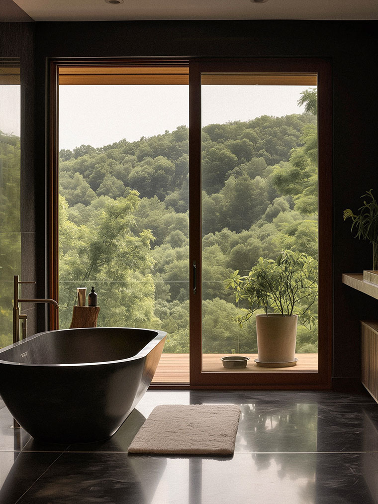 Spa-Like Bathroom in a Modern Forest Home