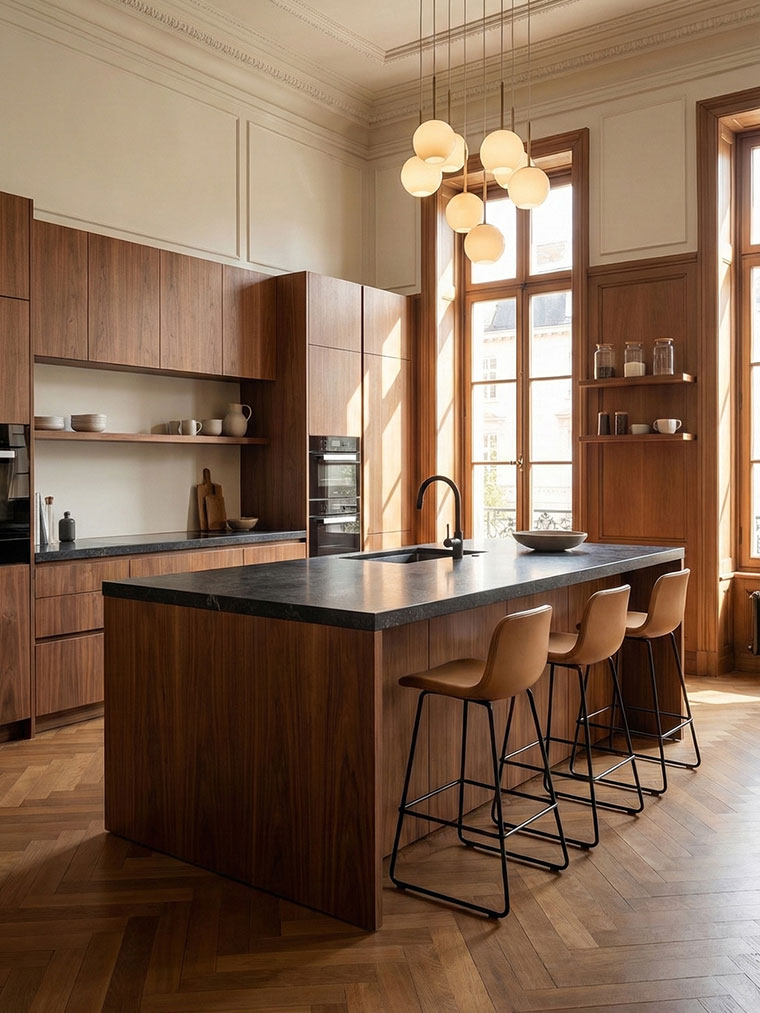 warm minimal kitchen design